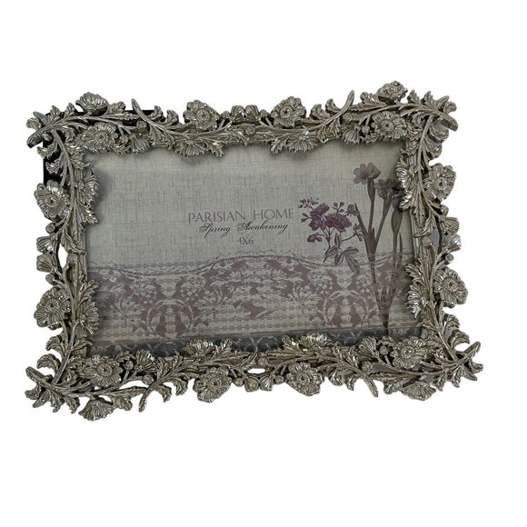PARISIAN HOME Spring Awakening Filigree Floral Metal Picture Frame Standing 4x6 - Picture 2 of 14
